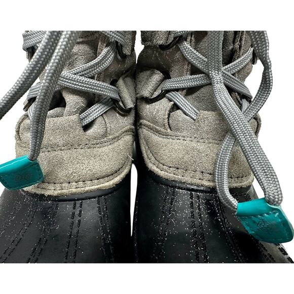 Magellan Girls Snowboot Suede/ Faux Fur Gray‎ Glitter Boot 3M Insulated sz 1 - Picture 11 of 14